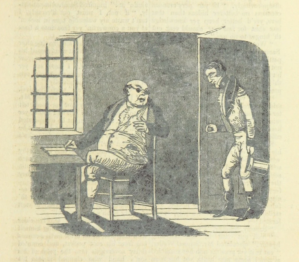 An illustration from The post-humorous notes of the Pickwickian Club. Edited by “Bos”. Illustrated with ... engravings, 1837, leaf 65