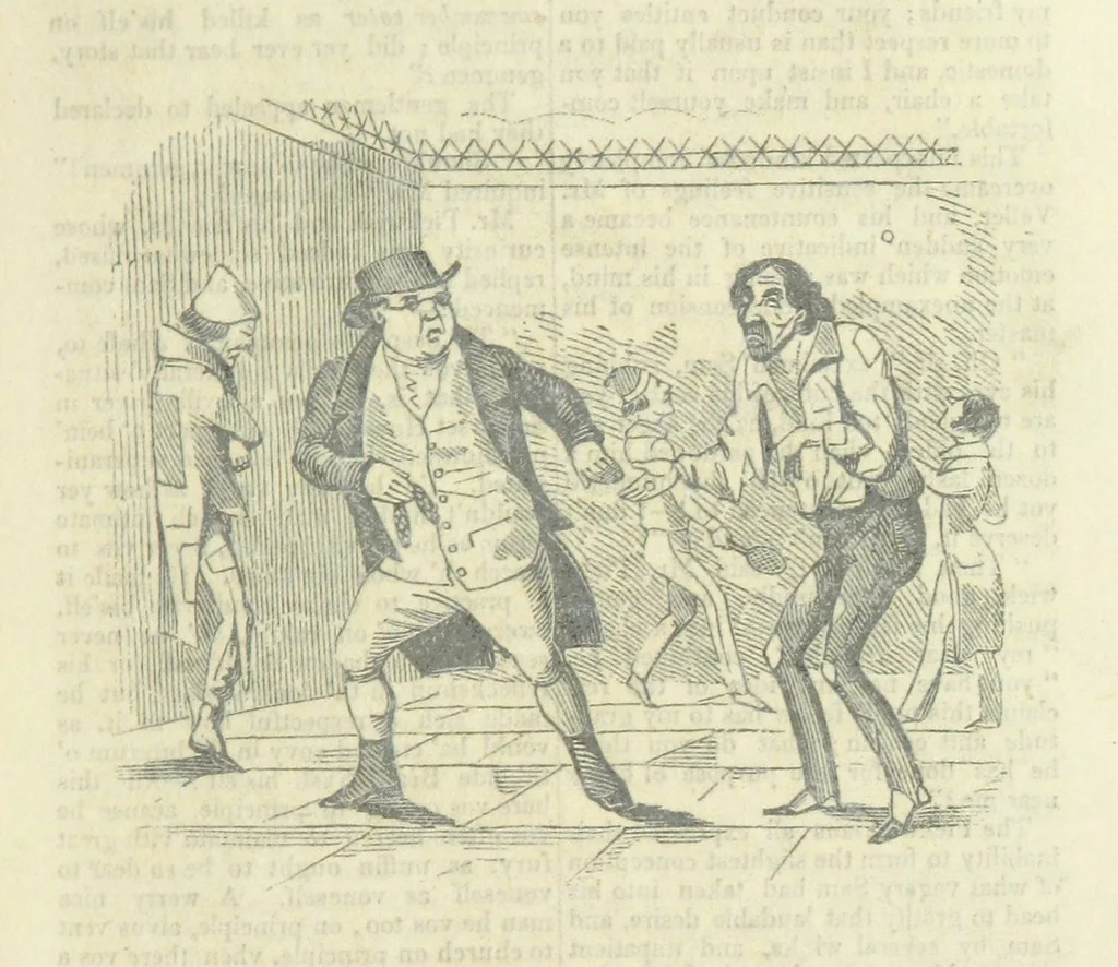 An illustration from The post-humorous notes of the Pickwickian Club. Edited by “Bos”. Illustrated with ... engravings, 1837, leaf 81
