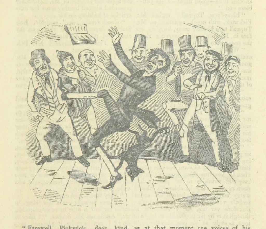 An illustration from The post-humorous notes of the Pickwickian Club. Edited by “Bos”. Illustrated with ... engravings, 1837, leaf 85