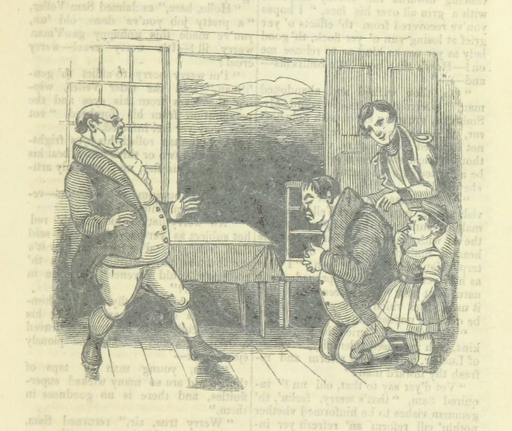 An illustration from The post-humorous notes of the Pickwickian Club. Edited by “Bos”. Illustrated with ... engravings, 1837, leaf 97