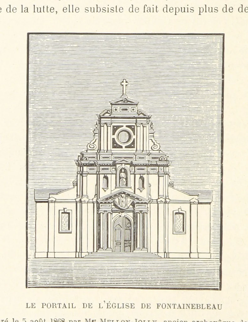 An illustration from Recherches sur Fontainebleau. Précédées d'un portrait de l'auteur et d'un manuscrit inédit de N. de Fer, 1699. [Articles reprinted from the “Abeille de Fontainebleau,” edited by Maurice Bourges, 1896, leaf 166