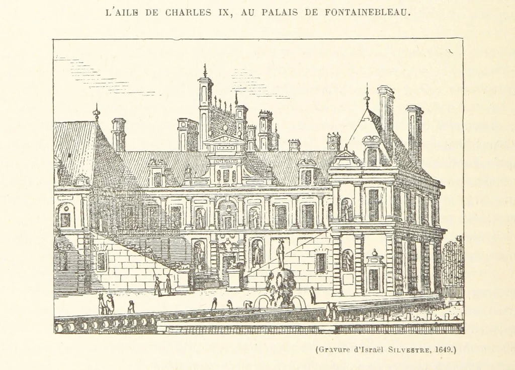 An illustration from Recherches sur Fontainebleau. Précédées d'un portrait de l'auteur et d'un manuscrit inédit de N. de Fer, 1699. [Articles reprinted from the “Abeille de Fontainebleau,” edited by Maurice Bourges, 1896, leaf 348