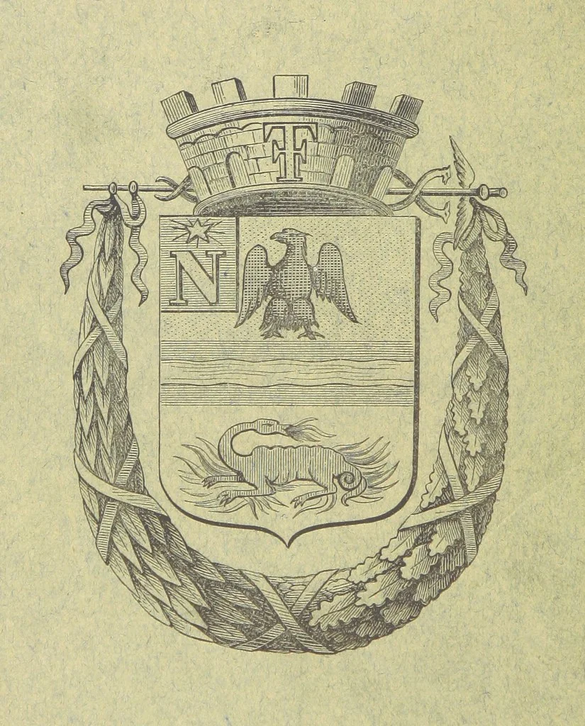 An illustration from Recherches sur Fontainebleau. Précédées d'un portrait de l'auteur et d'un manuscrit inédit de N. de Fer, 1699. [Articles reprinted from the “Abeille de Fontainebleau,” edited by Maurice Bourges, 1896, leaf 594