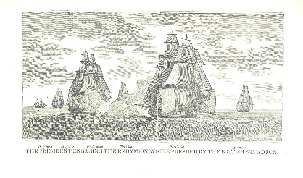 An illustration from The Naval Monument, containing official and other accounts of all the battles fought between the navies of the United States and Great Britain during the late war; and an account of the war with Algiers. With twenty-five engravings, to which is annexed a naval register of the United States ... brought down to ... 1836, 1836, leaf 209