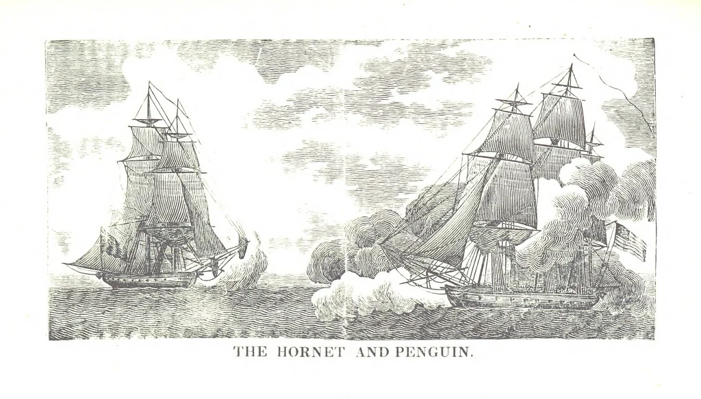 An illustration from The Naval Monument, containing official and other accounts of all the battles fought between the navies of the United States and Great Britain during the late war; and an account of the war with Algiers. With twenty-five engravings, to which is annexed a naval register of the United States ... brought down to ... 1836, 1836, leaf 241