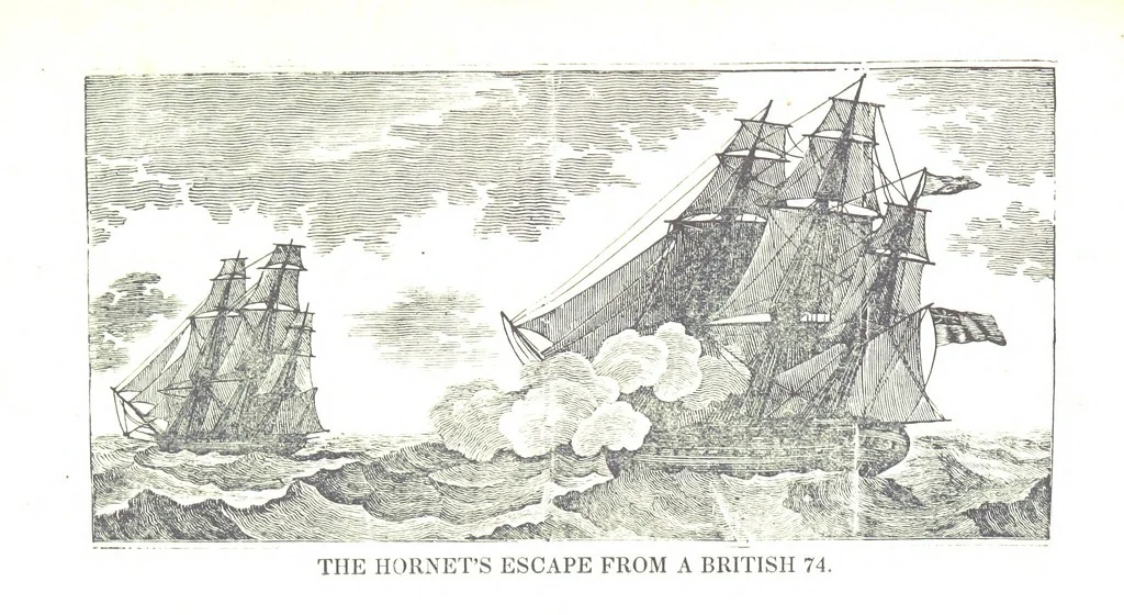 An illustration from The Naval Monument, containing official and other accounts of all the battles fought between the navies of the United States and Great Britain during the late war; and an account of the war with Algiers. With twenty-five engravings, to which is annexed a naval register of the United States ... brought down to ... 1836, 1836, leaf 249