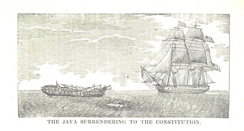 An illustration from The Naval Monument, containing official and other accounts of all the battles fought between the navies of the United States and Great Britain during the late war; and an account of the war with Algiers. With twenty-five engravings, to which is annexed a naval register of the United States ... brought down to ... 1836, 1836, leaf 55