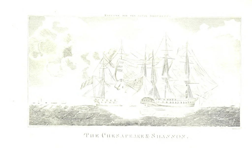 An illustration from The Naval Monument, containing official and other accounts of all the battles fought between the navies of the United States and Great Britain during the late war; and an account of the war with Algiers. With twenty-five engravings, to which is annexed a naval register of the United States ... brought down to ... 1836, 1836, leaf 77