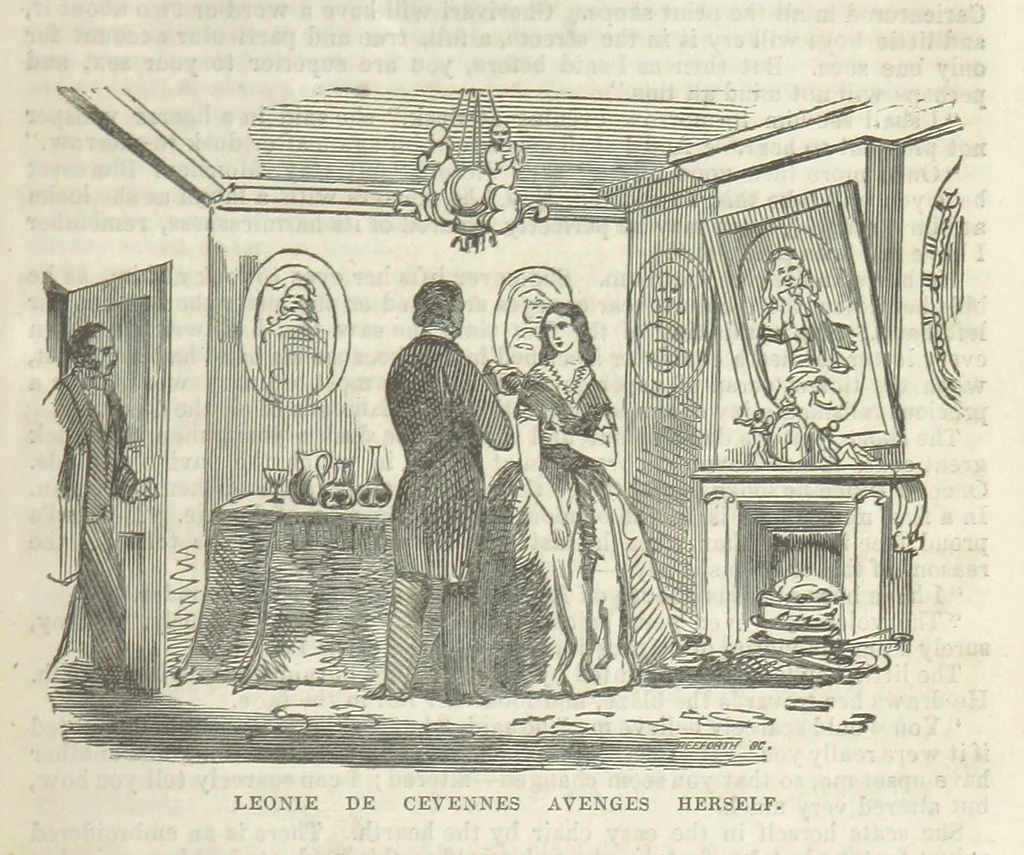 An illustration from The Trail of the Serpent; or, the Secret of the heath, 1861, leaf 95