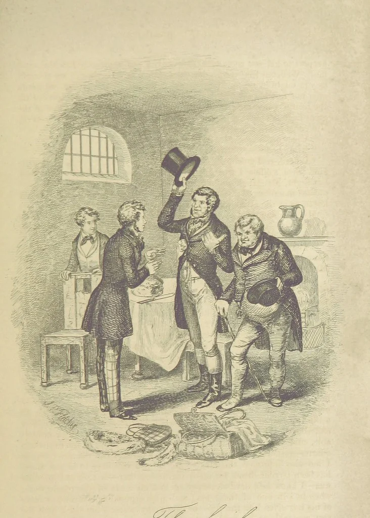 An illustration from Rowland Bradshaw, his Struggles and Adventures on the Way to Fame. By the author of “Raby Rattler” [i.e. Thomas Hall]. With twenty-eight illustrations on steel by S. P. Fletcher, 1848, leaf 267