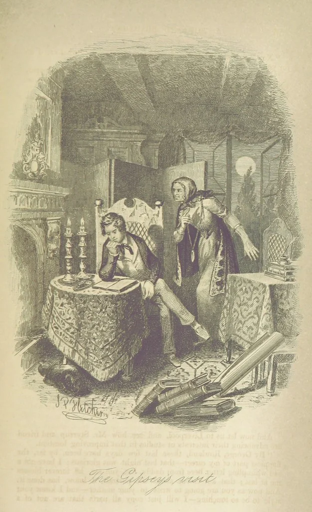 An illustration from Rowland Bradshaw, his Struggles and Adventures on the Way to Fame. By the author of “Raby Rattler” [i.e. Thomas Hall]. With twenty-eight illustrations on steel by S. P. Fletcher, 1848, leaf 305