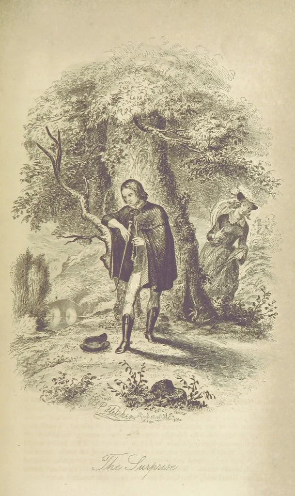 An illustration from Rowland Bradshaw, his Struggles and Adventures on the Way to Fame. By the author of “Raby Rattler” [i.e. Thomas Hall]. With twenty-eight illustrations on steel by S. P. Fletcher, 1848, leaf 375