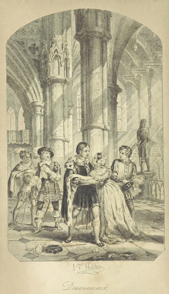 An illustration from Rowland Bradshaw, his Struggles and Adventures on the Way to Fame. By the author of “Raby Rattler” [i.e. Thomas Hall]. With twenty-eight illustrations on steel by S. P. Fletcher, 1848, leaf 8
