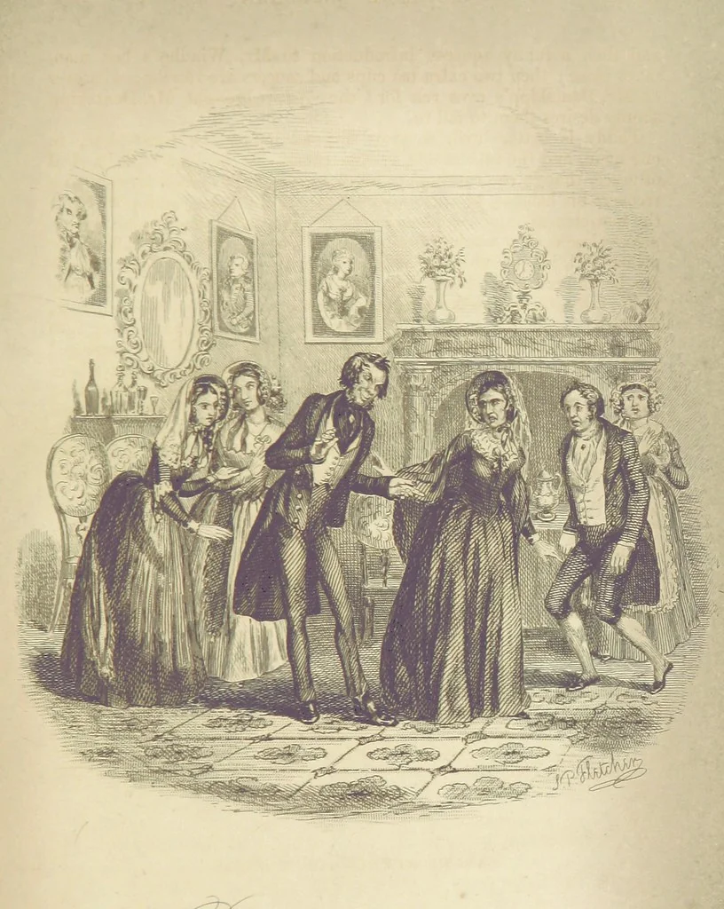 An illustration from Rowland Bradshaw, his Struggles and Adventures on the Way to Fame. By the author of “Raby Rattler” [i.e. Thomas Hall]. With twenty-eight illustrations on steel by S. P. Fletcher, 1848, leaf 87