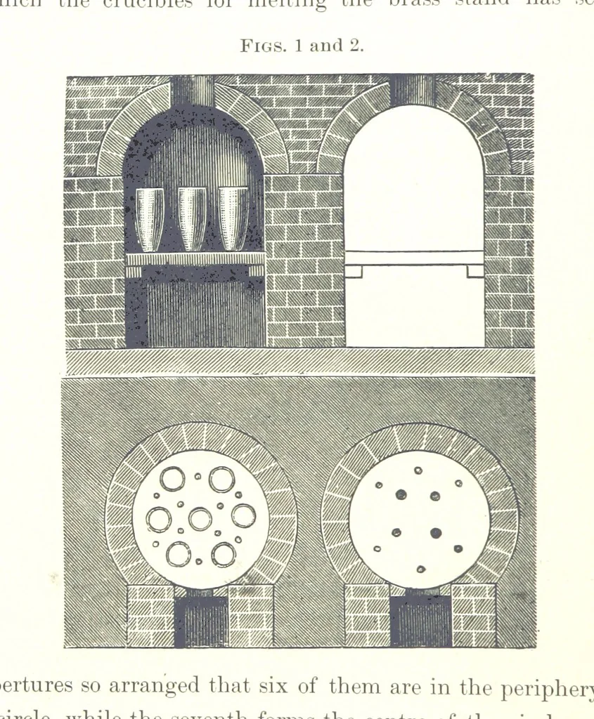 An illustration from The Metallic Alloys. A practical guide for the manufacture of all kinds of alloys, amalgams, and solders ... New, revised and enlarged edition, 1896, leaf 196