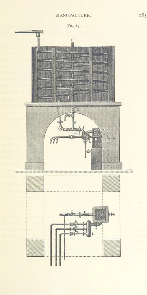 An illustration from Petroleum ... Together with the occurrence and uses of natural gas. Edited chiefly from the German of Prof. Hans Hoefer and Dr. Alexander Veith, by W. T. Brannt ... Illustrated, etc. (Based upon “Das Erdoel und seine Verwandten,” von Prof. H. Hoefer, and “Das Erdoel und seine Verarbeitung,” von Dr. A. Veith.), 1895, leaf 329