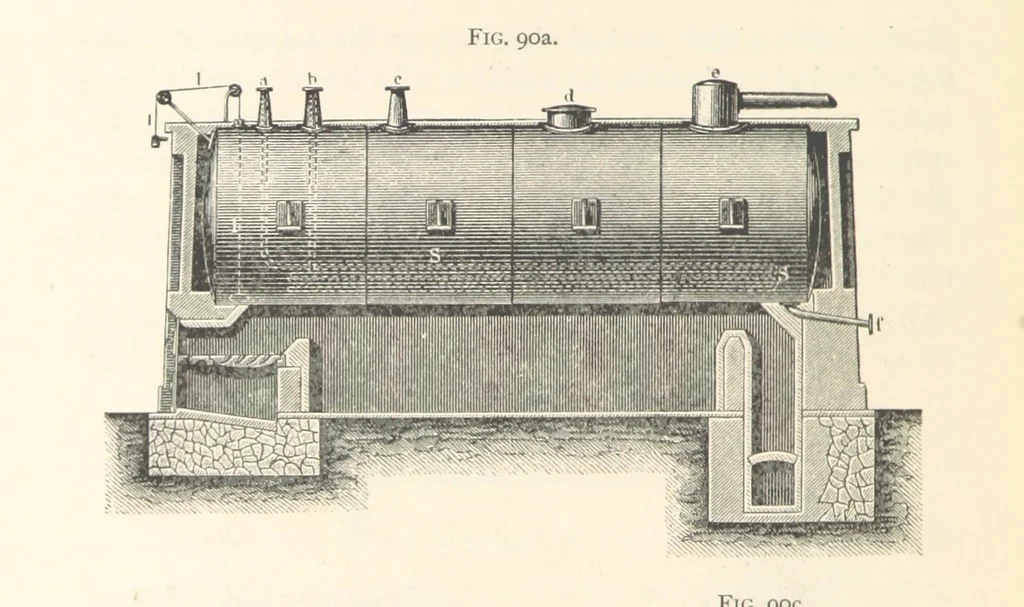 An illustration from Petroleum ... Together with the occurrence and uses of natural gas. Edited chiefly from the German of Prof. Hans Hoefer and Dr. Alexander Veith, by W. T. Brannt ... Illustrated, etc. (Based upon “Das Erdoel und seine Verwandten,” von Prof. H. Hoefer, and “Das Erdoel und seine Verarbeitung,” von Dr. A. Veith.), 1895, leaf 342