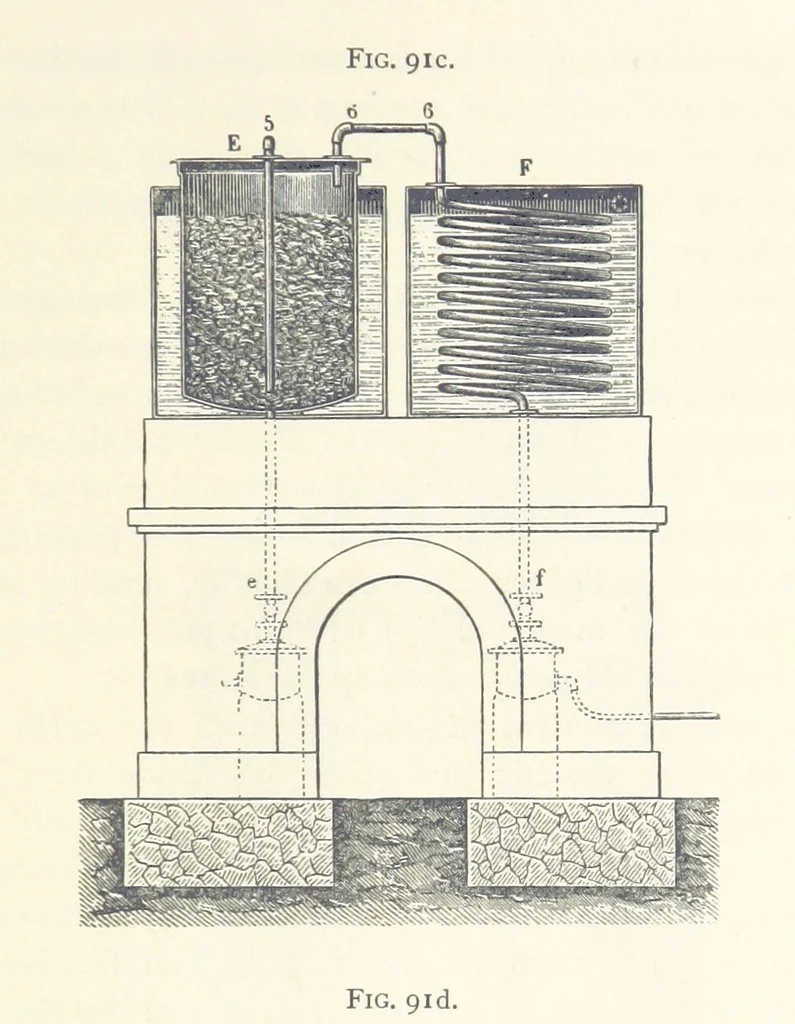 An illustration from Petroleum ... Together with the occurrence and uses of natural gas. Edited chiefly from the German of Prof. Hans Hoefer and Dr. Alexander Veith, by W. T. Brannt ... Illustrated, etc. (Based upon “Das Erdoel und seine Verwandten,” von Prof. H. Hoefer, and “Das Erdoel und seine Verarbeitung,” von Dr. A. Veith.), 1895, leaf 345