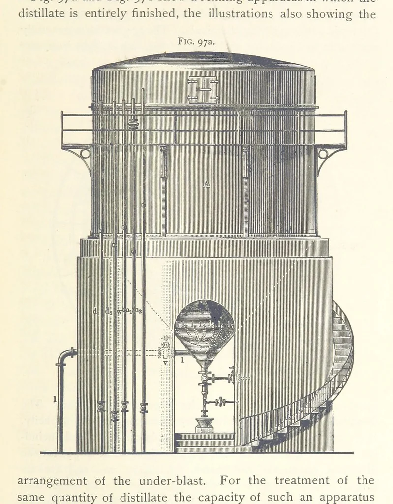 An illustration from Petroleum ... Together with the occurrence and uses of natural gas. Edited chiefly from the German of Prof. Hans Hoefer and Dr. Alexander Veith, by W. T. Brannt ... Illustrated, etc. (Based upon “Das Erdoel und seine Verwandten,” von Prof. H. Hoefer, and “Das Erdoel und seine Verarbeitung,” von Dr. A. Veith.), 1895, leaf 365