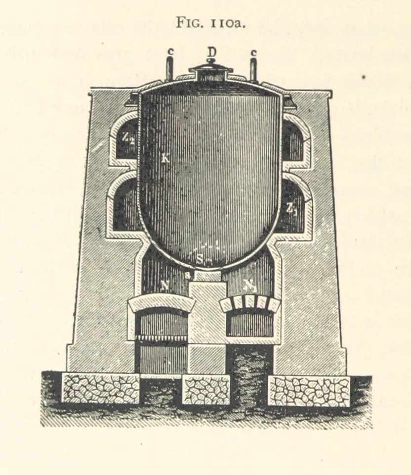An illustration from Petroleum ... Together with the occurrence and uses of natural gas. Edited chiefly from the German of Prof. Hans Hoefer and Dr. Alexander Veith, by W. T. Brannt ... Illustrated, etc. (Based upon “Das Erdoel und seine Verwandten,” von Prof. H. Hoefer, and “Das Erdoel und seine Verarbeitung,” von Dr. A. Veith.), 1895, leaf 418