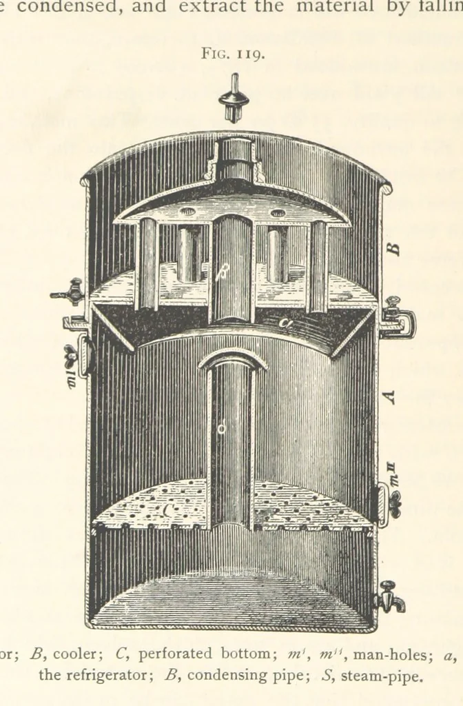 An illustration from Petroleum ... Together with the occurrence and uses of natural gas. Edited chiefly from the German of Prof. Hans Hoefer and Dr. Alexander Veith, by W. T. Brannt ... Illustrated, etc. (Based upon “Das Erdoel und seine Verwandten,” von Prof. H. Hoefer, and “Das Erdoel und seine Verarbeitung,” von Dr. A. Veith.), 1895, leaf 448