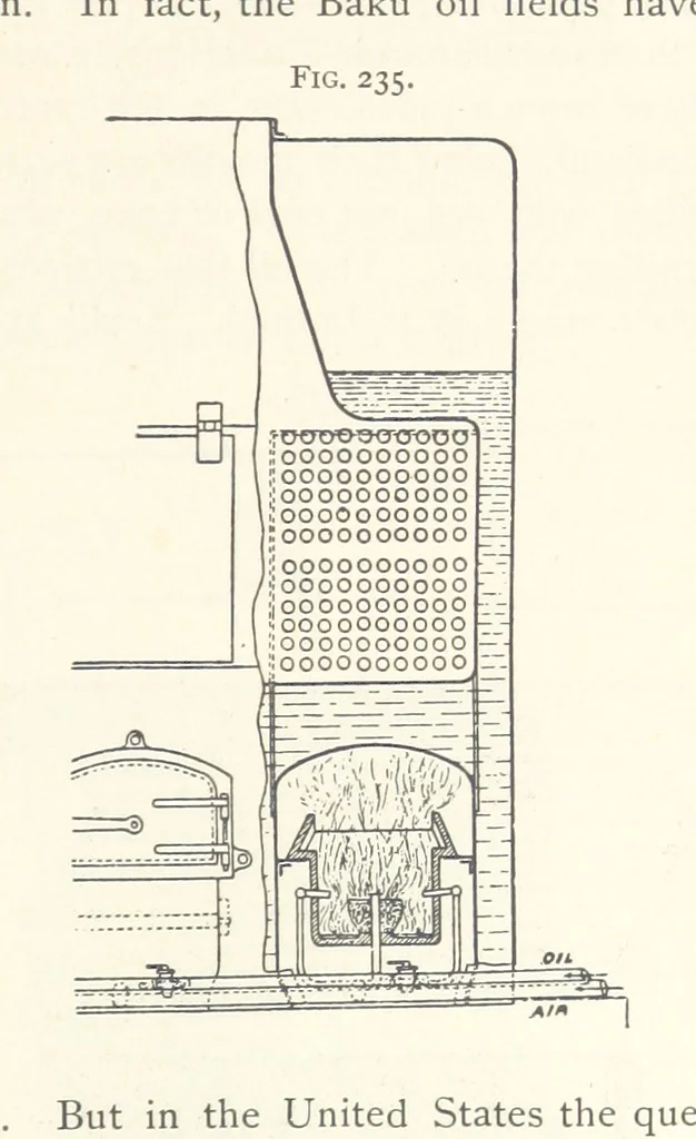 An illustration from Petroleum ... Together with the occurrence and uses of natural gas. Edited chiefly from the German of Prof. Hans Hoefer and Dr. Alexander Veith, by W. T. Brannt ... Illustrated, etc. (Based upon “Das Erdoel und seine Verwandten,” von Prof. H. Hoefer, and “Das Erdoel und seine Verarbeitung,” von Dr. A. Veith.), 1895, leaf 665
