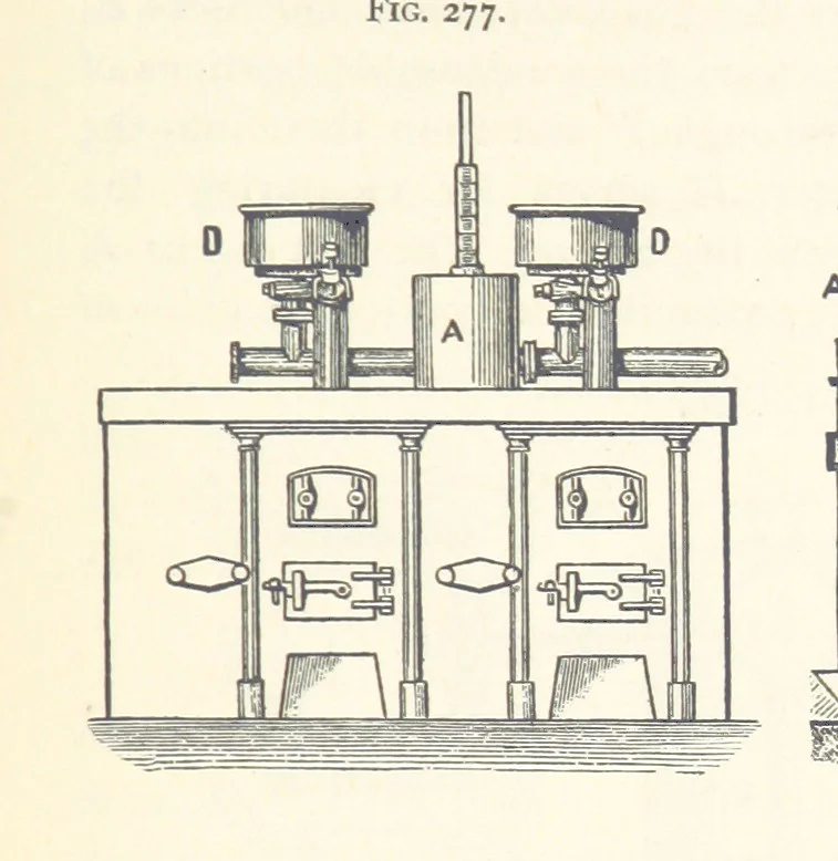 An illustration from Petroleum ... Together with the occurrence and uses of natural gas. Edited chiefly from the German of Prof. Hans Hoefer and Dr. Alexander Veith, by W. T. Brannt ... Illustrated, etc. (Based upon “Das Erdoel und seine Verwandten,” von Prof. H. Hoefer, and “Das Erdoel und seine Verarbeitung,” von Dr. A. Veith.), 1895, leaf 715