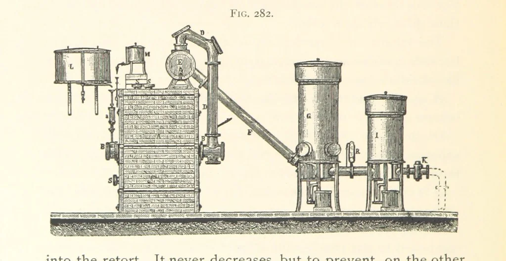 An illustration from Petroleum ... Together with the occurrence and uses of natural gas. Edited chiefly from the German of Prof. Hans Hoefer and Dr. Alexander Veith, by W. T. Brannt ... Illustrated, etc. (Based upon “Das Erdoel und seine Verwandten,” von Prof. H. Hoefer, and “Das Erdoel und seine Verarbeitung,” von Dr. A. Veith.), 1895, leaf 718