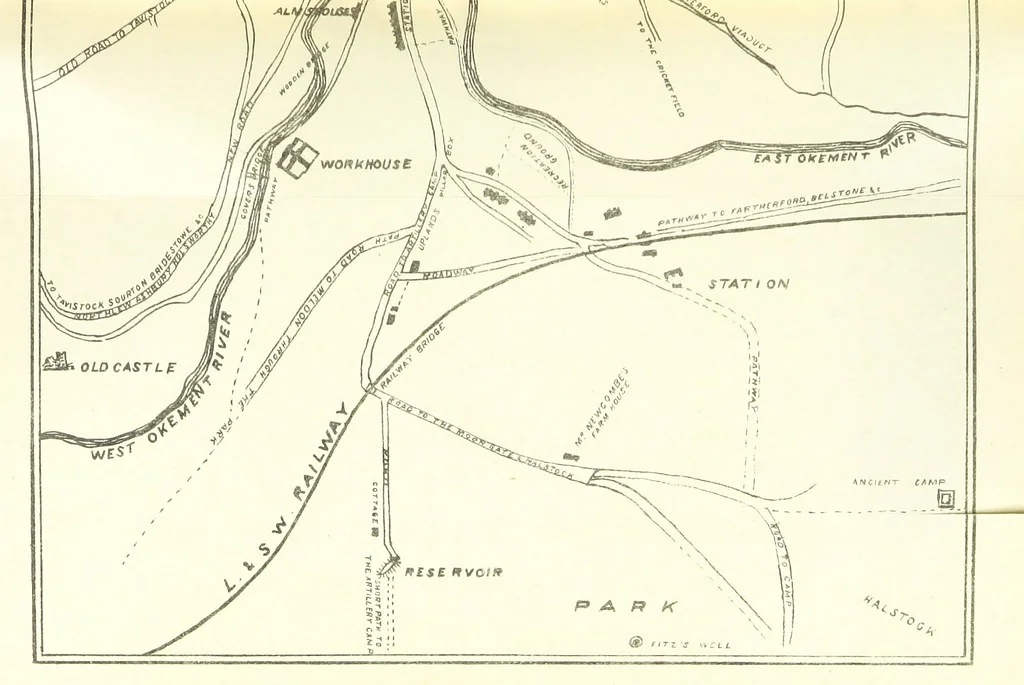An illustration from Some Account of the Barony and Town of Okehampton ... Including the journals kept by Messrs. Rattenbury and Shebbeare ... from the 21 James I., to the death of William III.; with notes genealogical, descriptive, and explanatory ... Edited and enlarged from the collections made by W. B. Bridges, the Rev. C. Thomas and the Rev. H. G. Fothergill ... A new edition, with additional chapters, edited by W. H. K. Wright, 1889, leaf 39