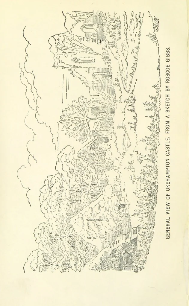 An illustration from Some Account of the Barony and Town of Okehampton ... Including the journals kept by Messrs. Rattenbury and Shebbeare ... from the 21 James I., to the death of William III.; with notes genealogical, descriptive, and explanatory ... Edited and enlarged from the collections made by W. B. Bridges, the Rev. C. Thomas and the Rev. H. G. Fothergill ... A new edition, with additional chapters, edited by W. H. K. Wright, 1889, leaf 8