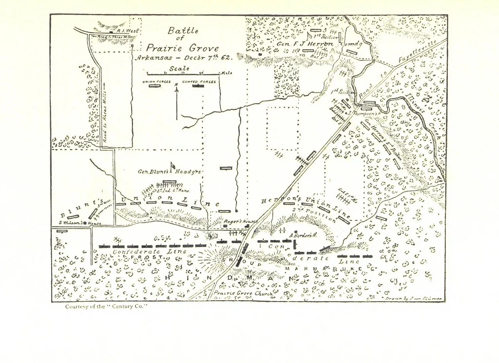 An illustration from The Civil War on the Border. A narrative of operations in Missouri, Kansas, Arkansas, and the Indian Territory during the years 1861-62 (1863-65), based upon the official reports ... Second edition, revised. [With portraits and maps, 1891, leaf 439
