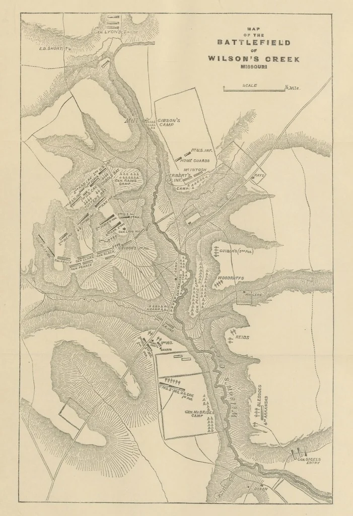 An illustration from The Civil War on the Border. A narrative of operations in Missouri, Kansas, Arkansas, and the Indian Territory during the years 1861-62 (1863-65), based upon the official reports ... Second edition, revised. [With portraits and maps, 1891, leaf 99