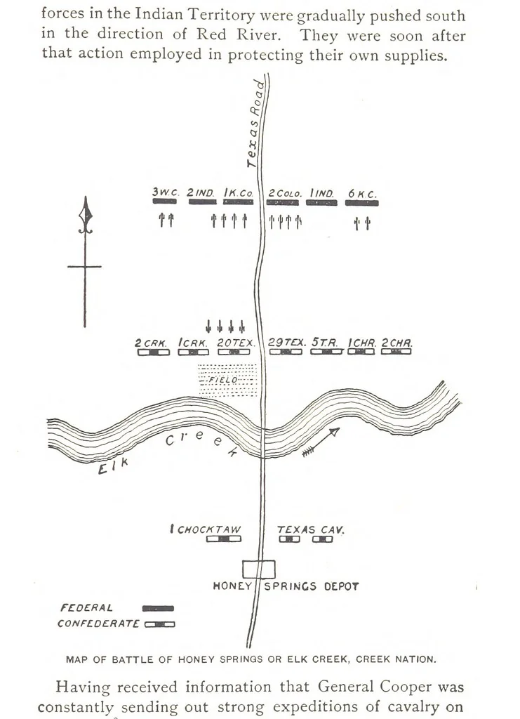 An illustration from The Civil War on the Border. A narrative of operations in Missouri, Kansas, Arkansas, and the Indian Territory during the years 1861-62 (1863-65), based upon the official reports ... Second edition, revised. [With portraits and maps, 1891, leaf 145
