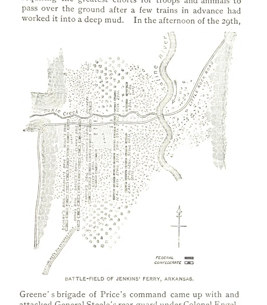 An illustration from The Civil War on the Border. A narrative of operations in Missouri, Kansas, Arkansas, and the Indian Territory during the years 1861-62 (1863-65), based upon the official reports ... Second edition, revised. [With portraits and maps, 1891, leaf 329