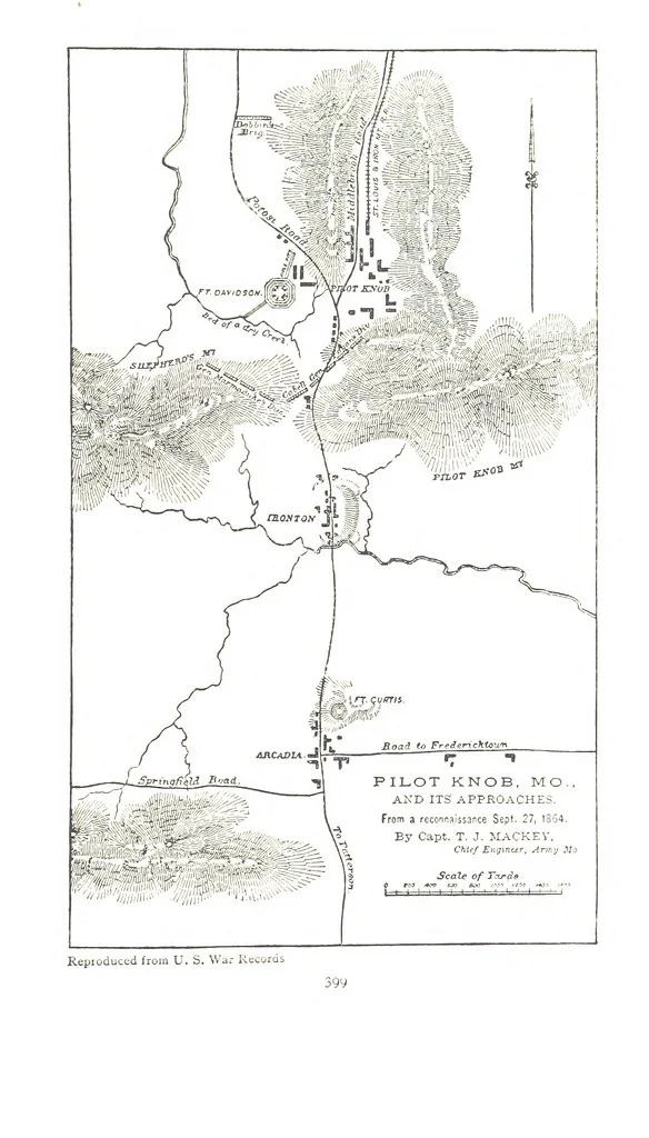 An illustration from The Civil War on the Border. A narrative of operations in Missouri, Kansas, Arkansas, and the Indian Territory during the years 1861-62 (1863-65), based upon the official reports ... Second edition, revised. [With portraits and maps, 1891, leaf 435
