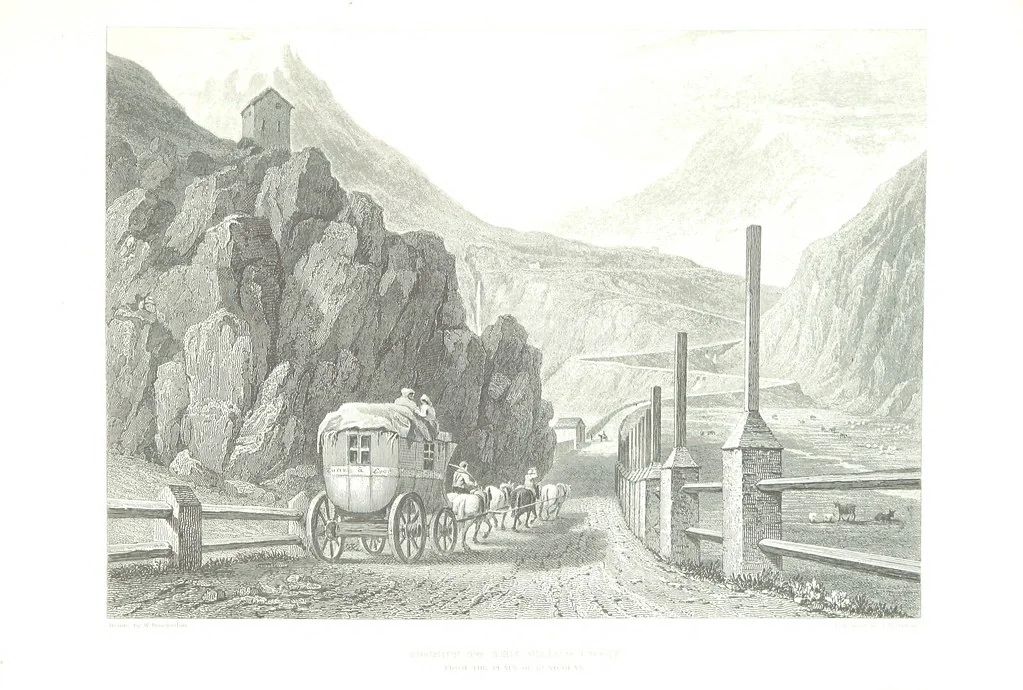 An illustration from Illustrations of the Passes of the Alps, by which Italy communicates with France, Switzerland, and Germany, 1877, leaf 101