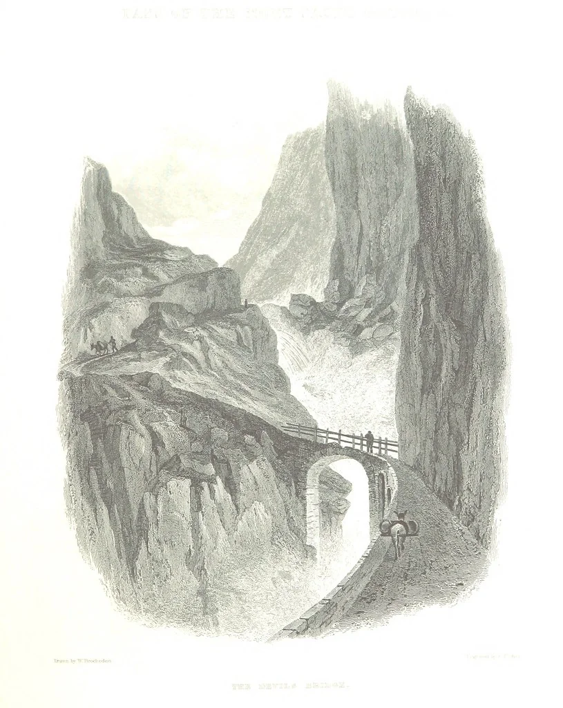 An illustration from Illustrations of the Passes of the Alps, by which Italy communicates with France, Switzerland, and Germany, 1877, leaf 127