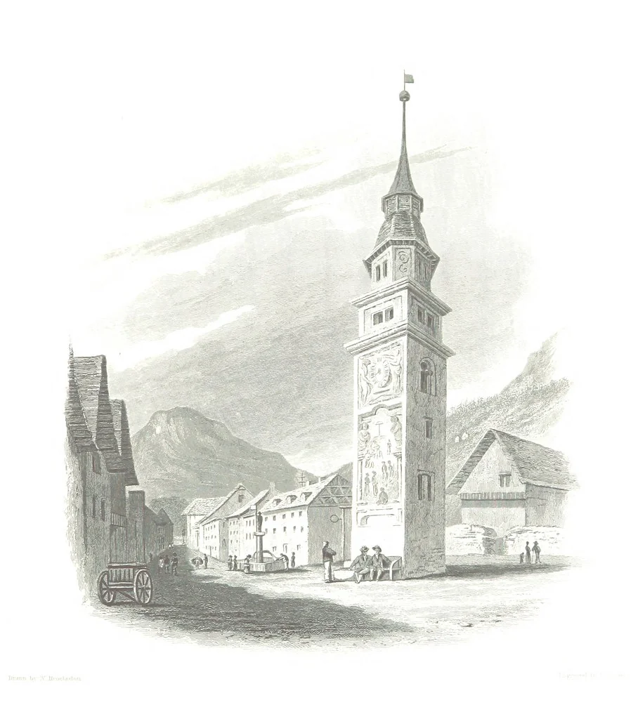 An illustration from Illustrations of the Passes of the Alps, by which Italy communicates with France, Switzerland, and Germany, 1877, leaf 141