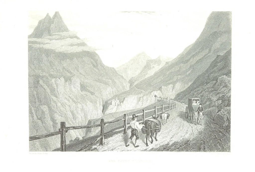 An illustration from Illustrations of the Passes of the Alps, by which Italy communicates with France, Switzerland, and Germany, 1877, leaf 199