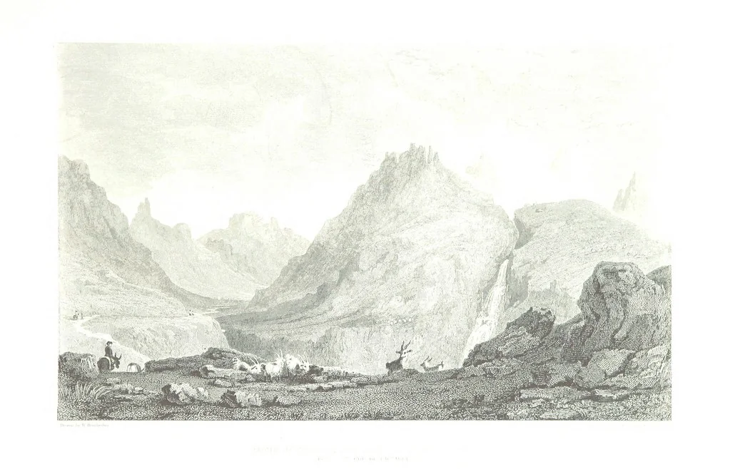An illustration from Illustrations of the Passes of the Alps, by which Italy communicates with France, Switzerland, and Germany, 1877, leaf 67