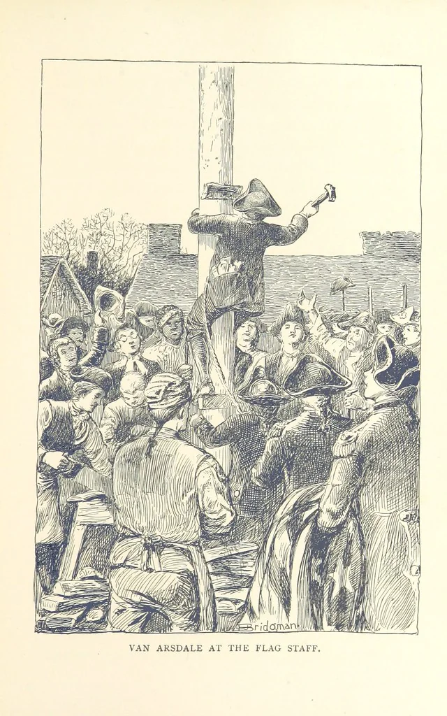 An illustration from The Story of New York ... Illustrations by L. J. Bridgman, 1888, leaf 137