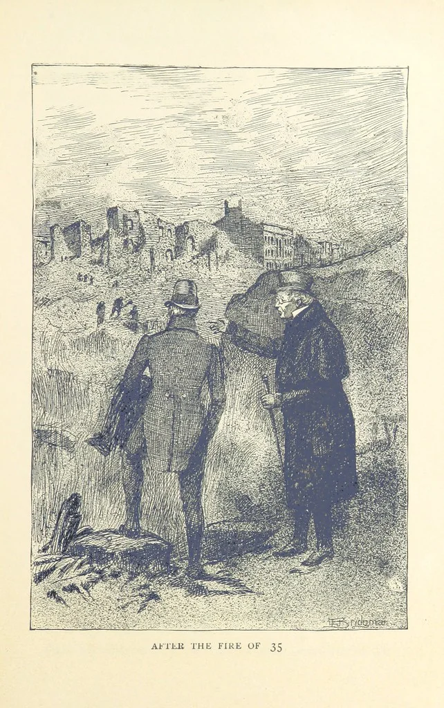 An illustration from The Story of New York ... Illustrations by L. J. Bridgman, 1888, leaf 217
