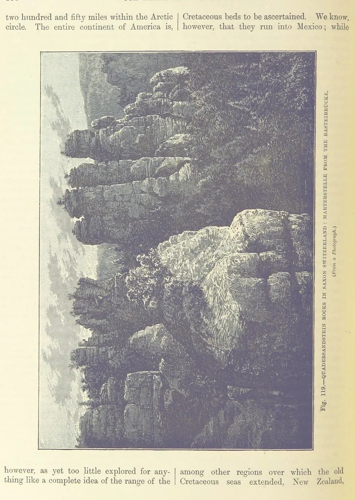 An illustration from Our Earth and its Story: a popular treatise on physical geography. Edited by R. Brown. With ... coloured plates and maps, etc, 1893, leaf 596