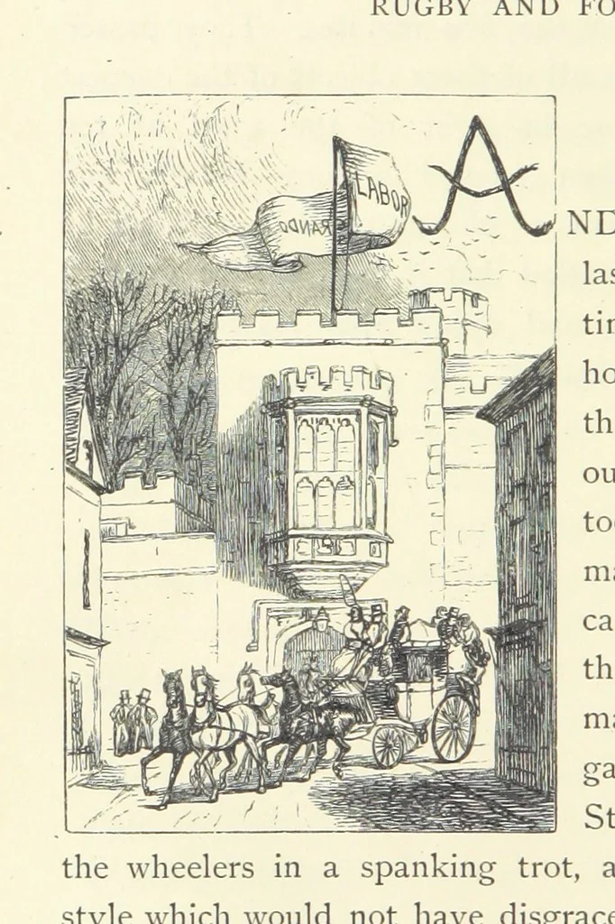 An illustration from Tom Brown's School Days. By an Old Boy [i.e. Thomas Hughes]. Third edition, 1869, leaf 124