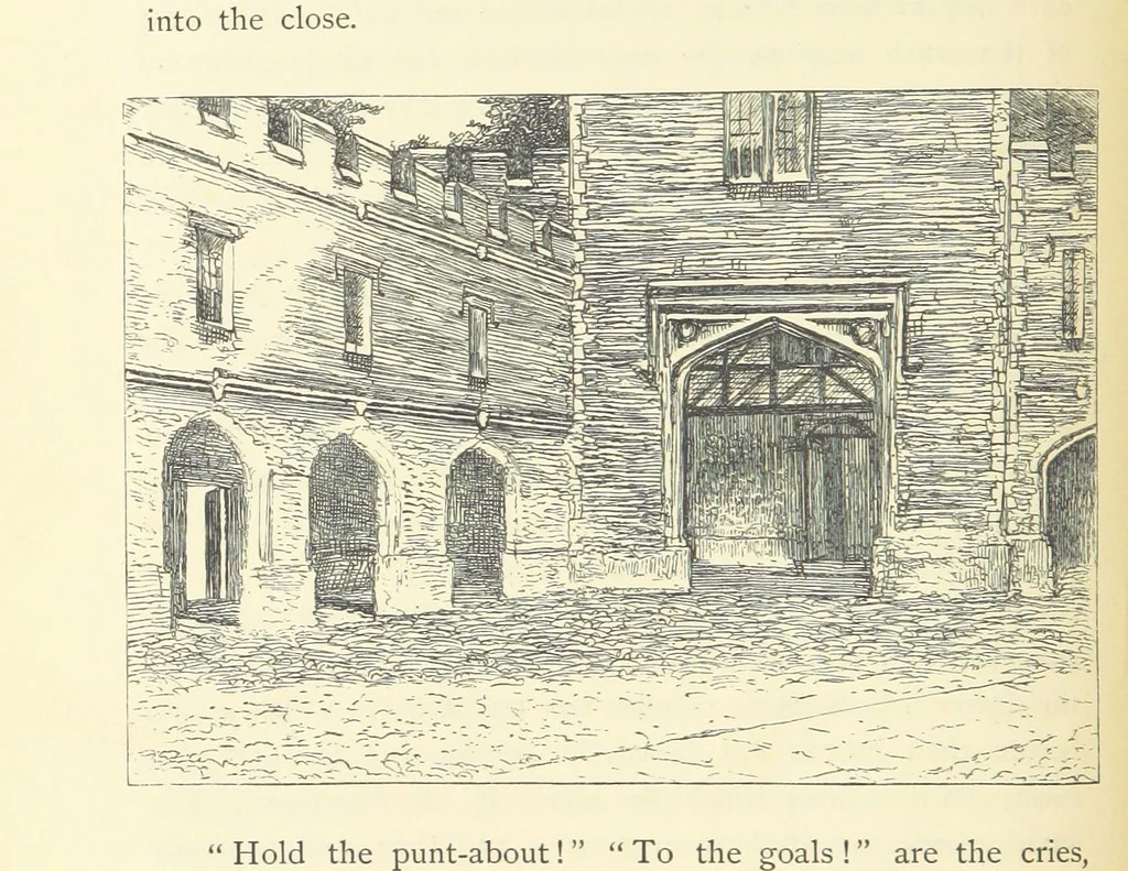 An illustration from Tom Brown's School Days. By an Old Boy [i.e. Thomas Hughes]. Third edition, 1869, leaf 138