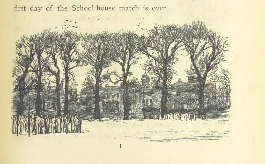 An illustration from Tom Brown's School Days. By an Old Boy [i.e. Thomas Hughes]. Third edition, 1869, leaf 151