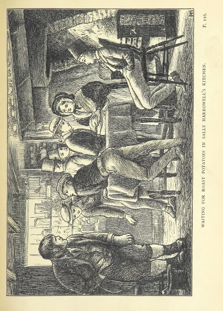 An illustration from Tom Brown's School Days. By an Old Boy [i.e. Thomas Hughes]. Third edition, 1869, leaf 155