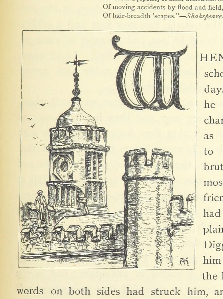 An illustration from Tom Brown's School Days. By an Old Boy [i.e. Thomas Hughes]. Third edition, 1869, leaf 229