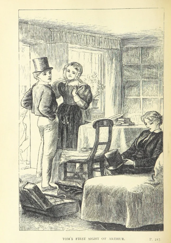 An illustration from Tom Brown's School Days. By an Old Boy [i.e. Thomas Hughes]. Third edition, 1869, leaf 264