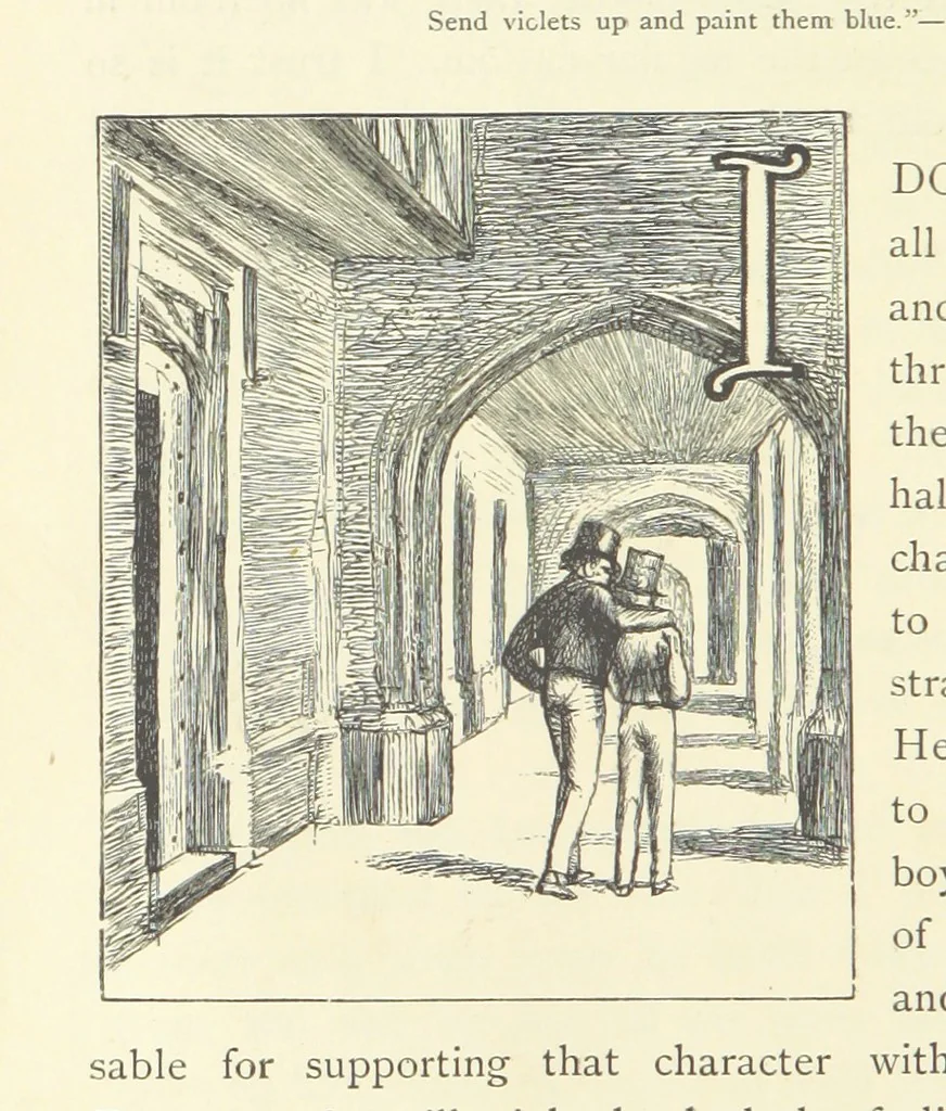 An illustration from Tom Brown's School Days. By an Old Boy [i.e. Thomas Hughes]. Third edition, 1869, leaf 280